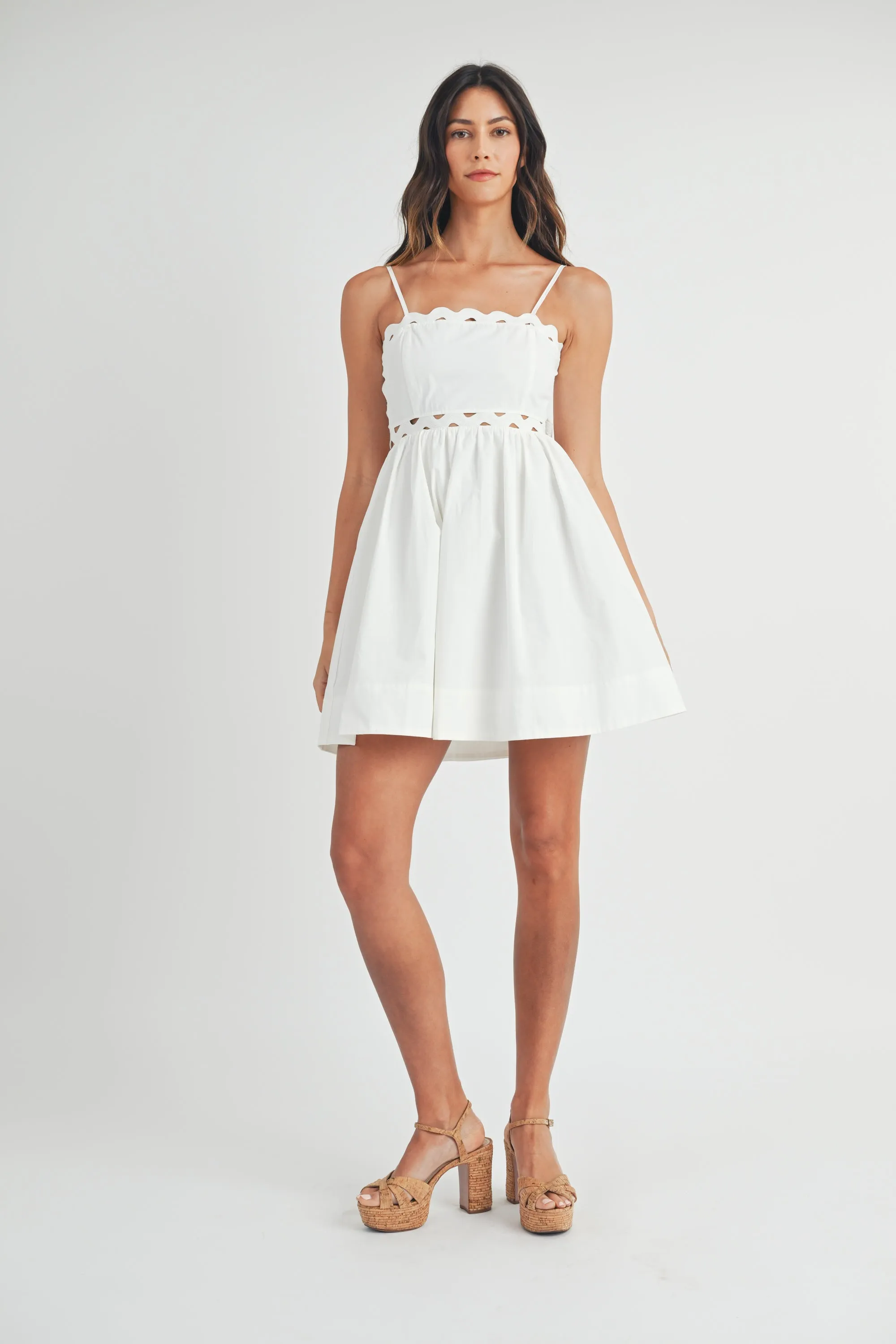 YEALIMI TUBE MINI DRESS WITH RIC RAC TRIM DETAIL